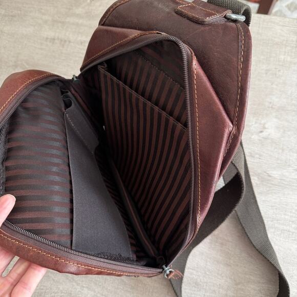 Jack George Crossover Backpack Messenger Bag Leather Brown - Picture 6 of 7